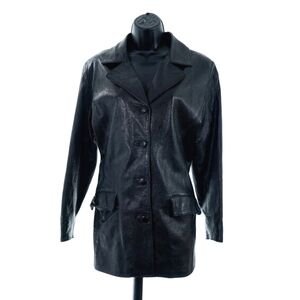 Vera Pelle Black Soft Leather Jacket Coat Women's Sz M